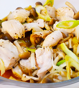 長ネギと鶏肉のレンジ蒸し