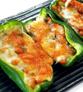 ピーマンの納豆詰め